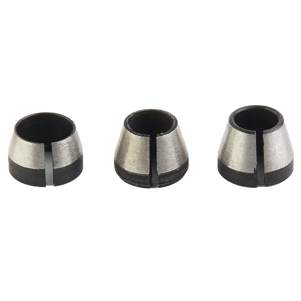 Power Tool Collet Chuck 3pcs 6mm/6.35mm/8mm Carbon Steel Collet Chuck Electric Router Milling Cutter High Strength Replacement