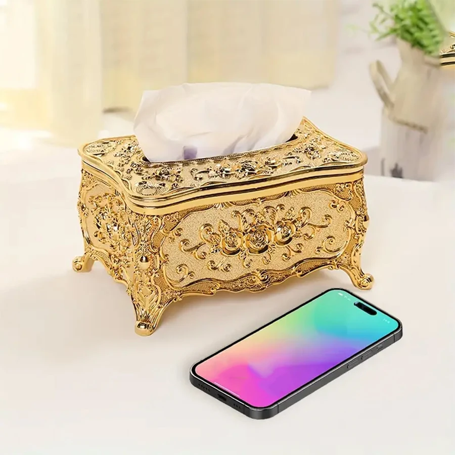 European Rose Tissue Box For Home, Kitchen, Living Room, Bedroom, Hotel, Restaurant, Napkin Extraction Box, Plastic Storage Box 3