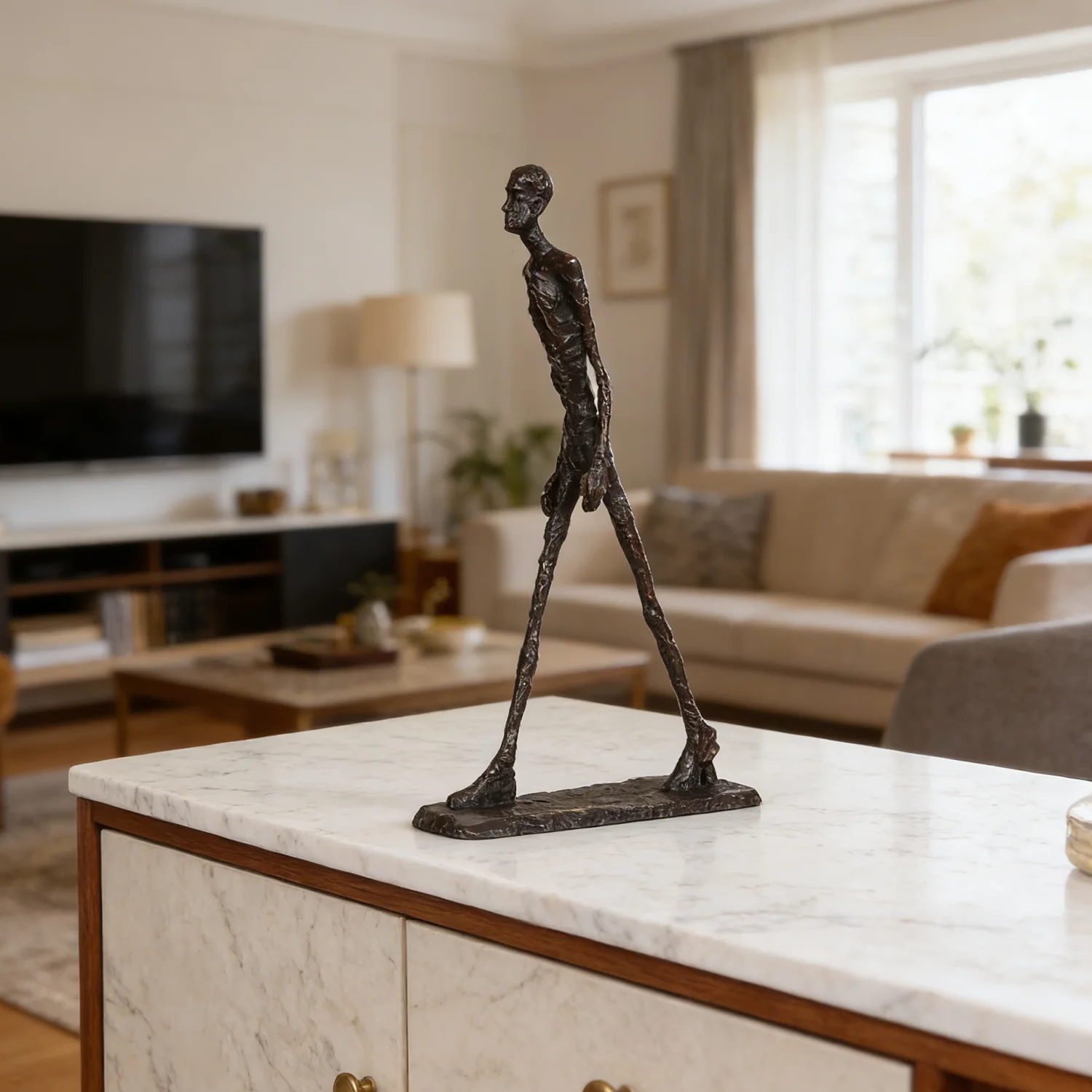 Giacometti 조각 청동 산책 남자 동상 복제 유명한 추상 해골 컬렉션 입상 홈 장식