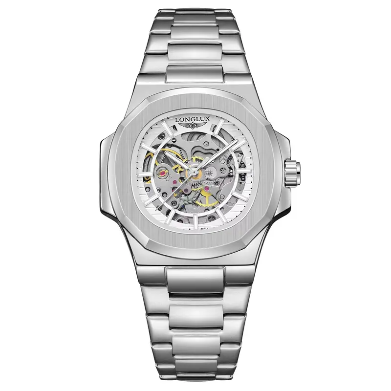 LONGLUX Men automatic mechanical watch luxury watches waterproof skeleton business cheap wholesale stainless steel gift watch - Image 11