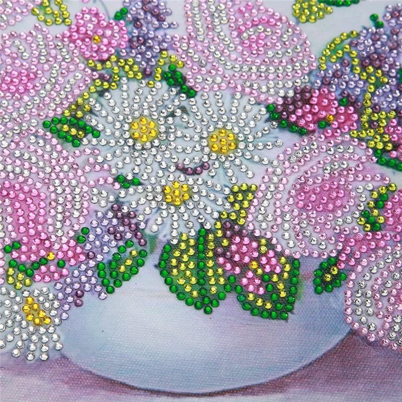 5D DIY Diamond Painting Pink White Flowers Diamond Embroidery Partial Special Shaped Rhinestones Cross Stitch Hobby Home Decor