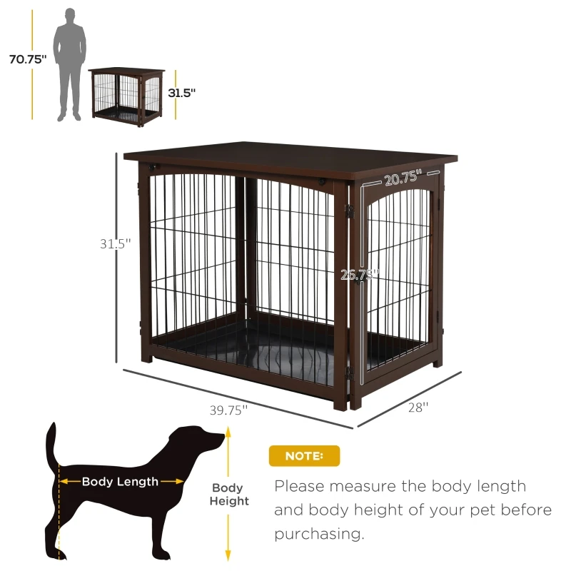 Title 3, Wooden Decorative Dog Cage Pet Crate Fence Side...