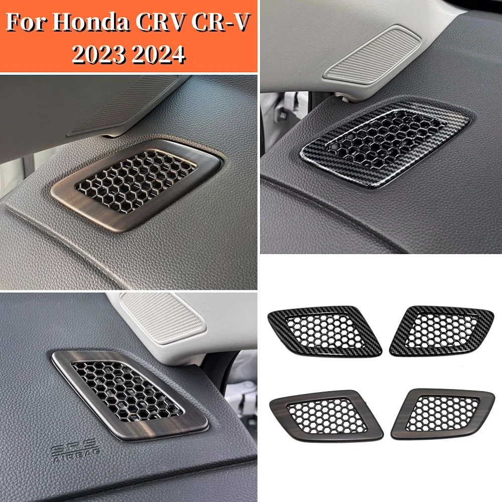 

ABS Plastic Wood Grain Carbon Front Air Condition Vent Outlet Cover Trim 2Pcs For Honda CRV CR-V 2023 2024 Sticker Accessories