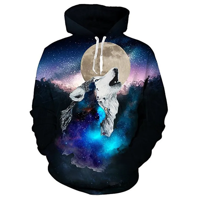 thumbnail image 1 of Sudadera con capucha para hombre 2021, moda urbana, sudadera de manga larga de hip hop, chaqueta con estampado de lobo en 3D de gran tamaño, 1 of 4