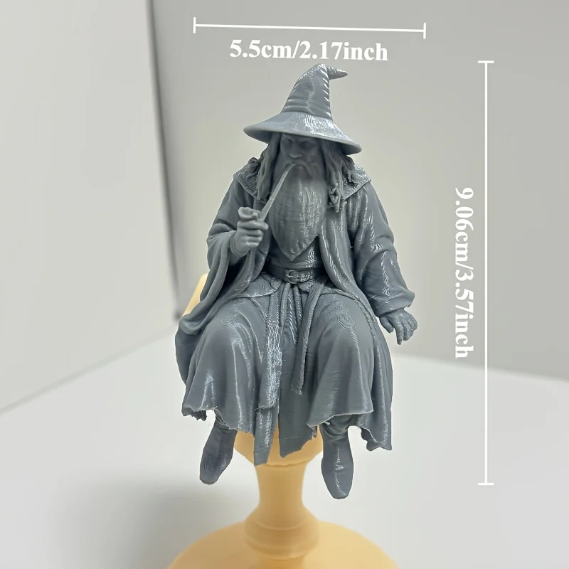 Medieval Fantasy Old Man Miniature Figurine Seated 3D Printed - Image 5