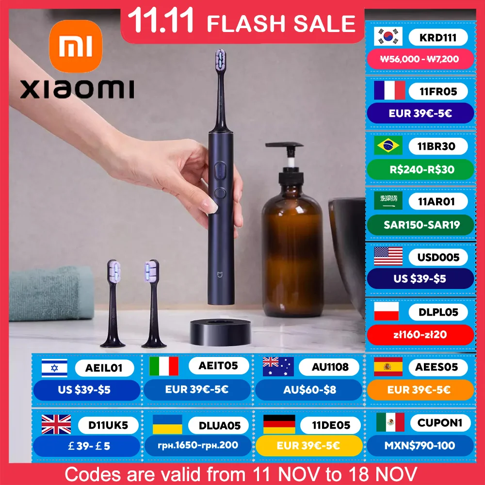 XIAOMI MIJIA T700 Sonic Electric Toothbrush Ultrasonic Vibration Teeth Whitening Oral Clean Brush Smart APP Electric Tooth Brush