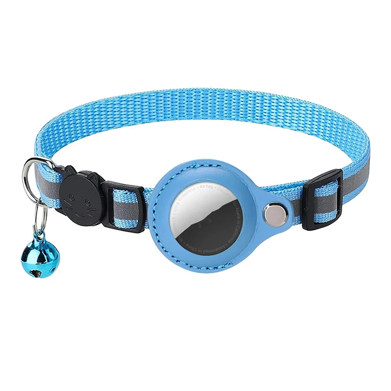 Cat Collar Breakaway With Airtag Holder-Adjustable Reflective AirTag Cat Collar With Bell Integrated Kitten GPS