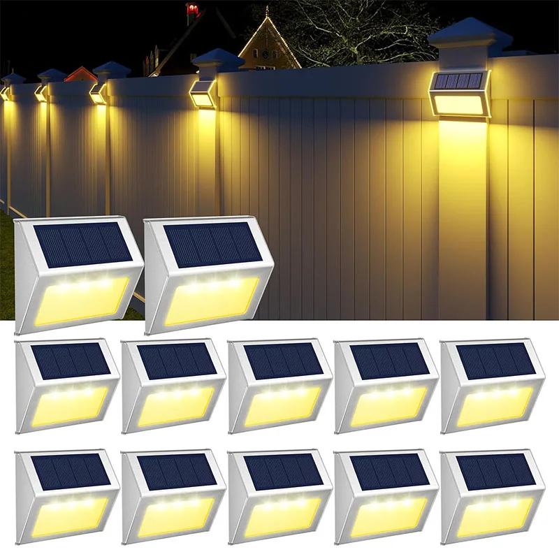 Solar Deck Lights 1/4/6/12PCS Waterproof Outdoor Lighting Fence Post Lights Suitable for Outdoor Swimming Pools and Gardens