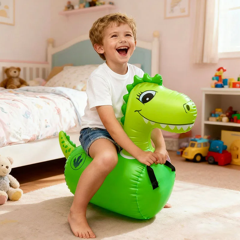 &zwnj; Inflatable Jumping Horse &zwnj; For Kids&Adults Simulation Green Dinosaur Riding Toys Home Outdoor Interactive Sport Toy