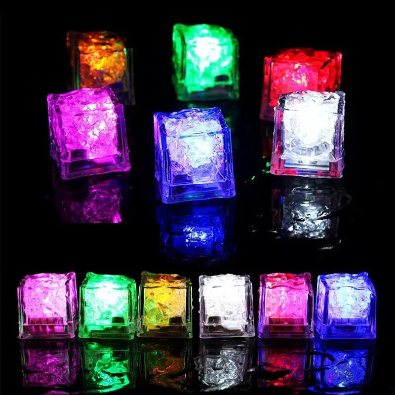 5/10pcs Led Ice Cube Waterproof Multicolor Flashing Glow in The Dark Ice Cube for Wedding Party Wine Bar Drinking Decoration