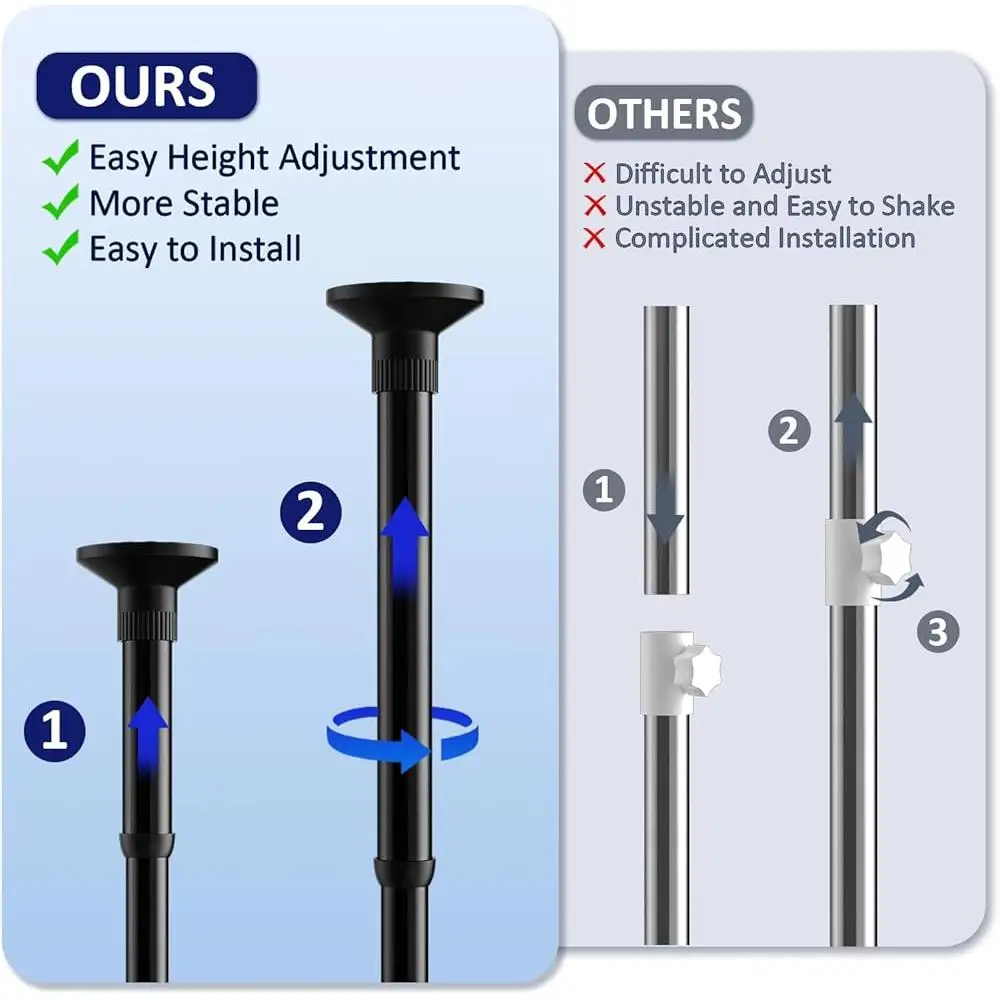 Adjustable 4 Tier Corner Shower Caddy Tension Pole Rustproof Floor Standing Bath Organizer with Towel Rack and Hanging Loops 3