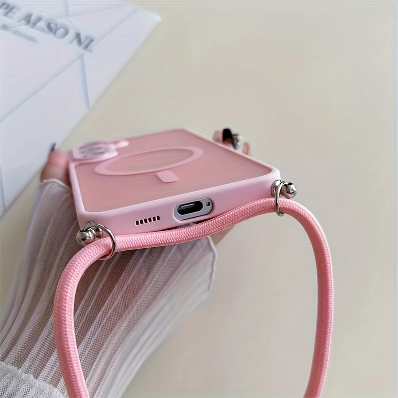Magnetic Crossbody Lanyard Phone Case with Shockproof Hard PC Cover