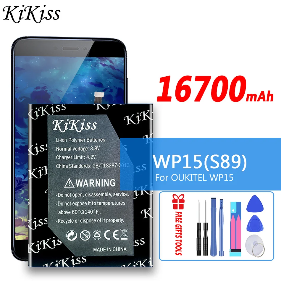 

High Capacity 16700mAh KiKiss WP15 High Capacity Battery Backup Replacement For Oukitel S89 Smart Phone