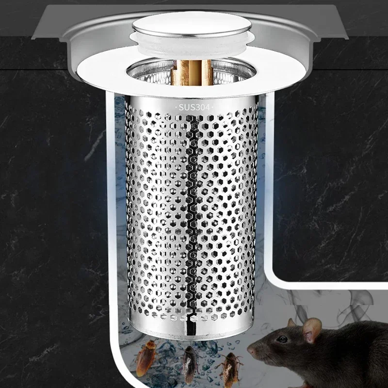 Washbasin Leak Plug Floor Drain Filter Bathroom Sink Plug Drain Seal Plug Sink Drain Strainer Floor Drain Strainer Basin Drain Cover Bathroom Water Stopper Washbasin Leak Plug Stainless Steel Floor Drain Filter Bathroom Plug Press Type Sink Drain Universal Accessory for Washbasin