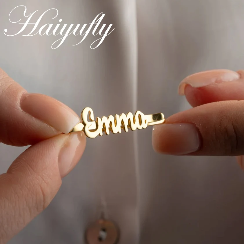 Haiyufly 여자를위한 사용자 정의 이름 헤어 클립 여자 스테인레스 스틸 쥬..