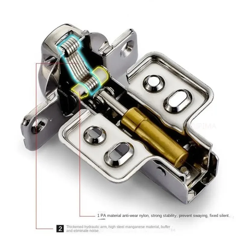Stainless Steel Hydraulic Cabinet Door Hinge Cupboard Furniture Hinges Damper Buffer Soft Quiet Closing 2 Pcs stainless steel hinges door hinges
