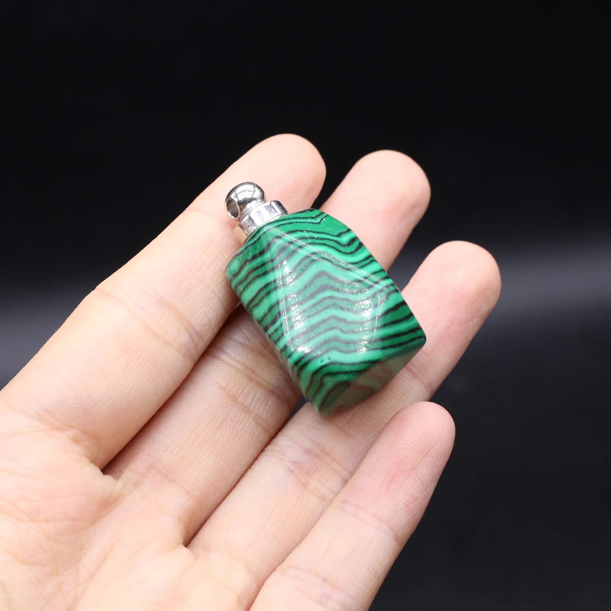 5PCS Wholesale Natural Semi Precious Stone Polygon Pendant Perfume Bottle Jewelry Making DIY Necklace Accessories Gifts