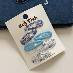Colorful Plaid Wavy Hairpin: Stylish BB Clip Hair Accessories (08   Bow Blue Water )