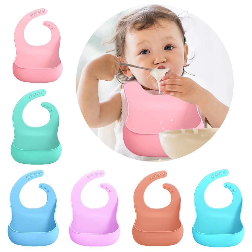 Baby Silicone Bibs Adjustable Waterproof Infant Feeding Scarf Saliva  Dripping Bibs Newborn Drooling Apron with Pocket| | - AliExpress