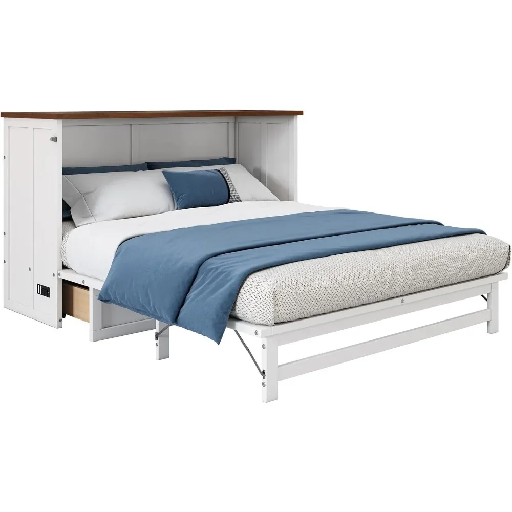 Description Picture 2 of itemMurphy Bed with Charging Station and Large Storage Drawer, Muti-Functional Cabinet Bed Chest for Home Office or Small Room