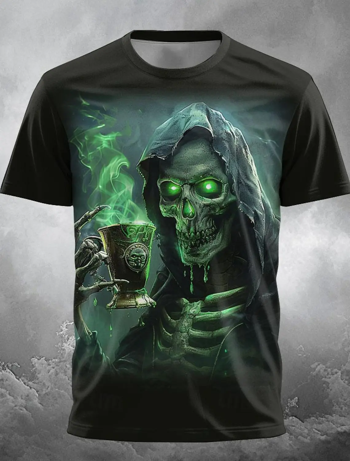 thumbnail image 1 of Camiseta con estampado 3D de Fire Reaper para hombre, estilo gótico, para fiesta, calle, manga corta, cuello redondo, ropa de verano y primavera, 1 of 4