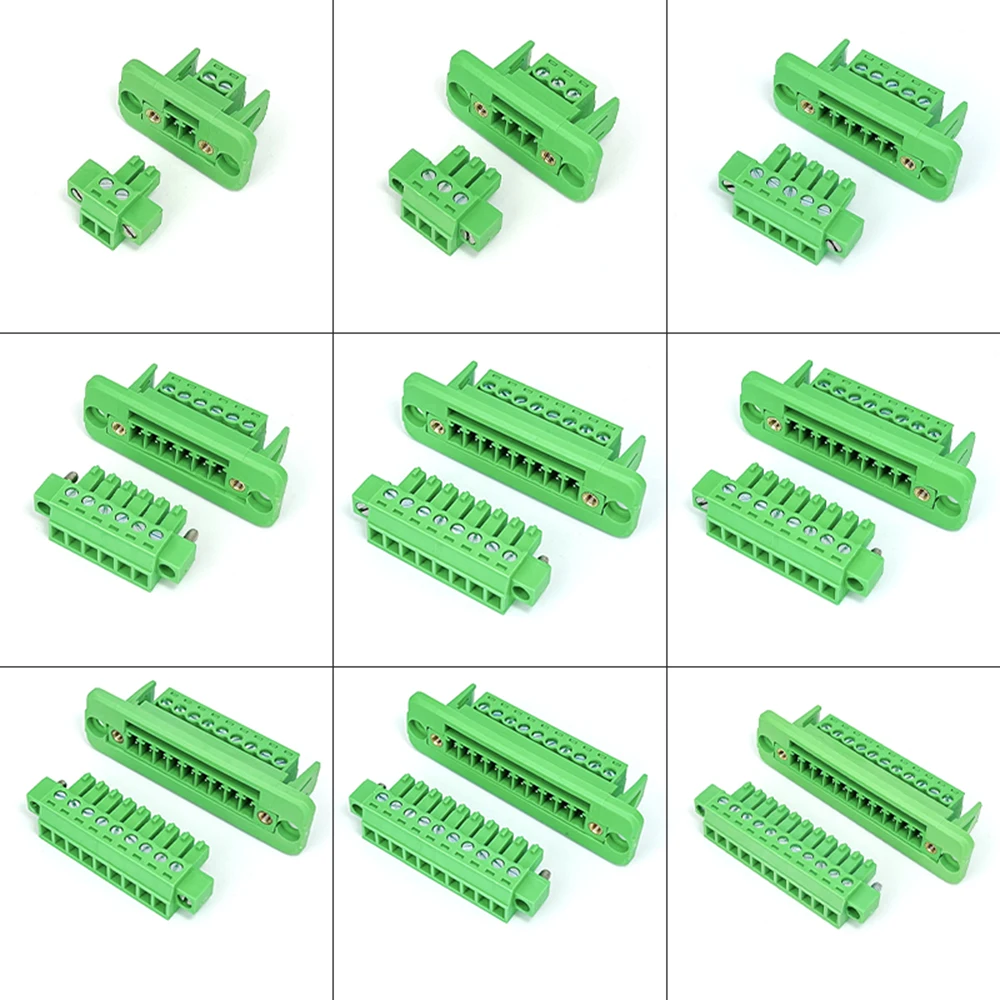 15EDGWC Pitch 3.81mm Pluggable Terminal Block Connector 2P/3P/4P/5P/6P/8P/9P/10P/12P JM15EDGKM 1Set with flange plug-in type