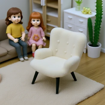 1 pezzo 1/12 casa delle bambole mini peluche divano sedia tavolino modello di mobili per la casa delle bambole arredamento simulazione divano per persona singola