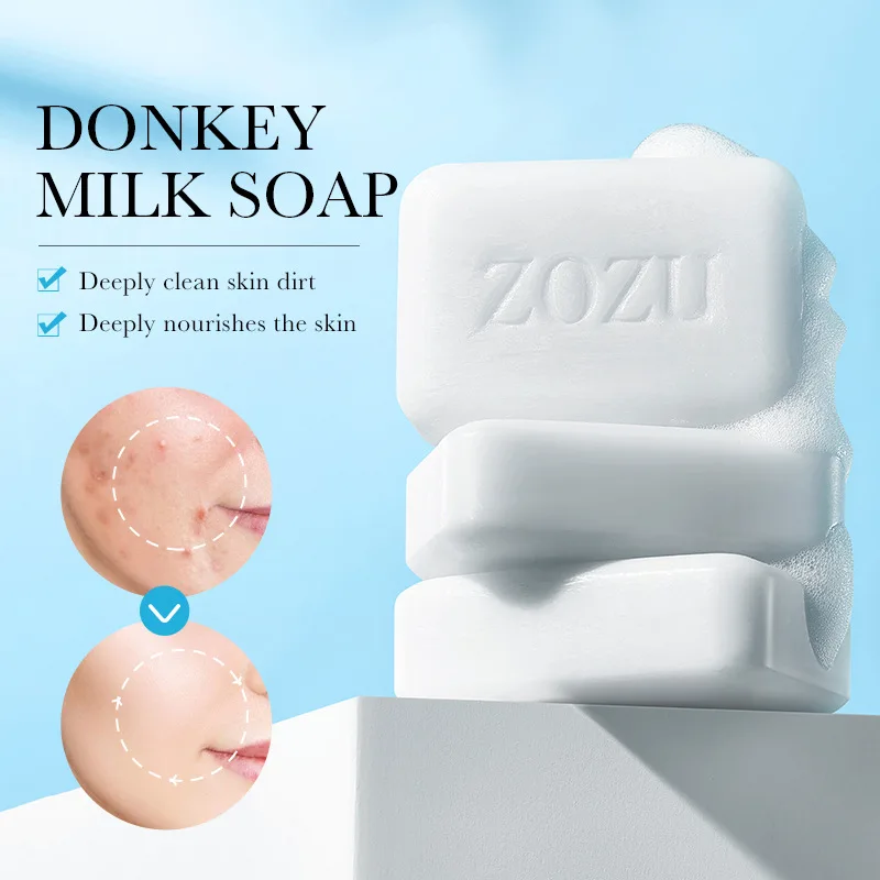 ZOZU Donkey Milk Body Hair Facial Soap Face Wash Foam Facial Cleanser Body Skin Cleaning Moisturizing Brightening Handmade Soap 2