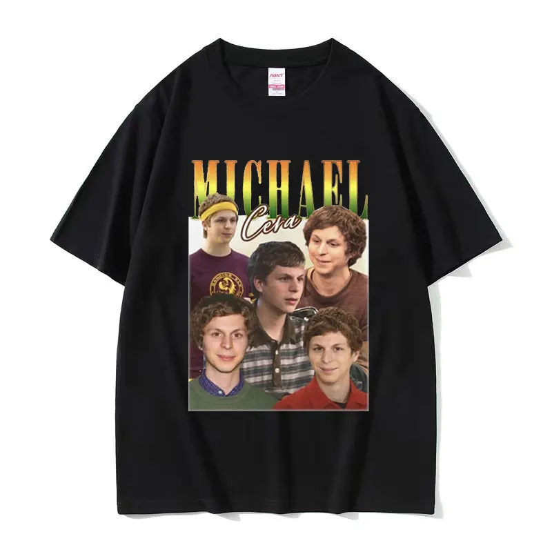 

Michael Cera Vintage Graphic T-Shirt Men's Casual High Quality Fashion T-shirts Summer 100% Cotton Oversized T-shirt Streetwear