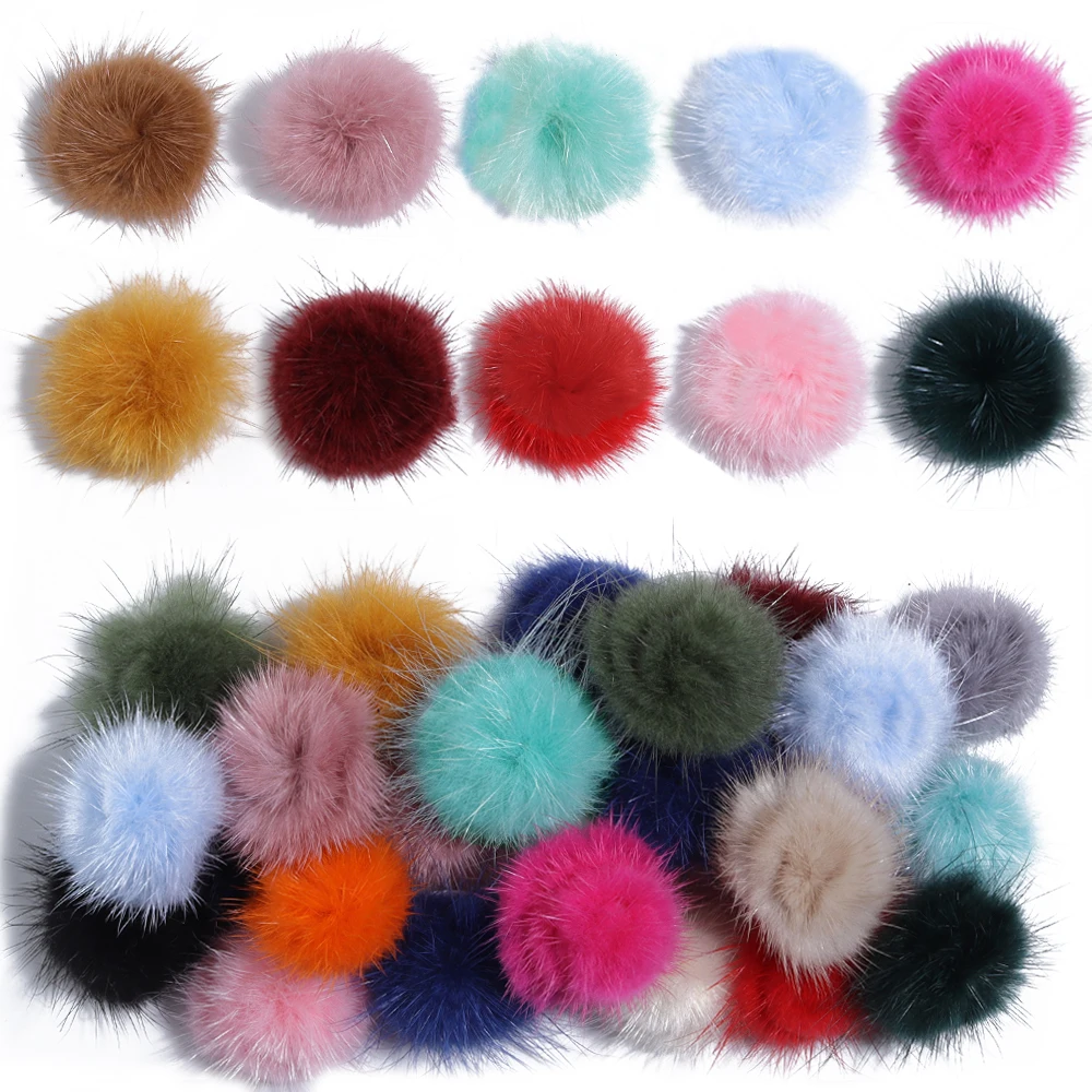 10Pcs 3cm False Fur Pompom Hats Artificial Fur Pom Poms Creativity Faux Needlework DIY Accessories Crafts