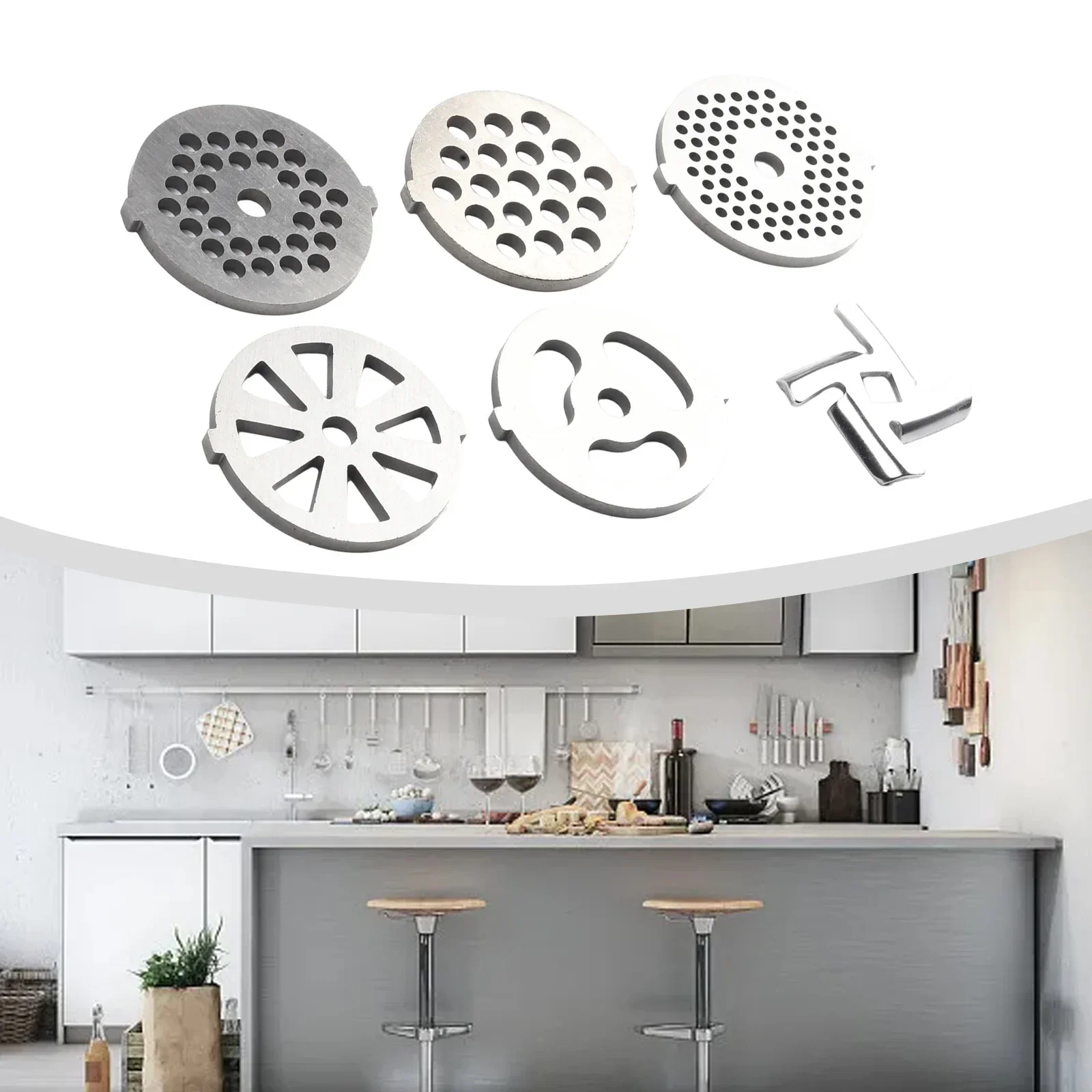 Meat Grinder Spare Parts 6pcs/set Stainless Steel Meat Grinder Plate Discs Plate Blade