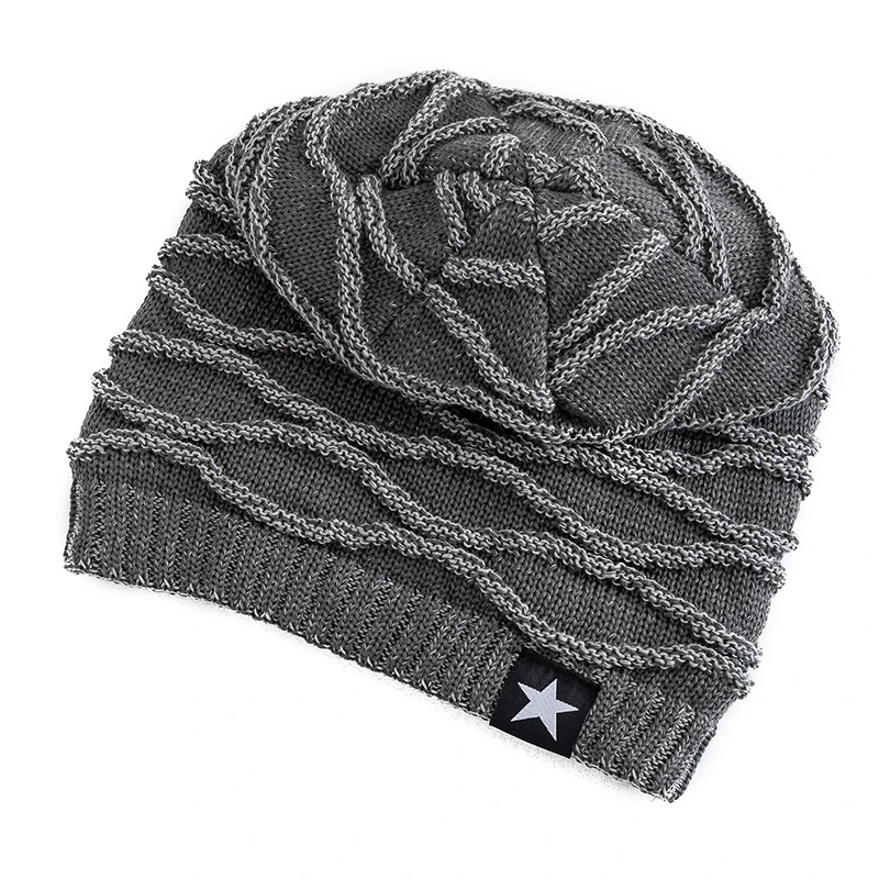 Hot Sale Unisex Slouchy Winter Hats Men Women Warm Beanie Cap Casual Five-Pointed Star Decor Winter Knitted Hats