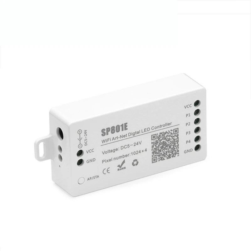 

DC5V-24V SP801E Wifi Art-Net LED Controller for WS2812B WS2811 Light Strip LED Matrix Panel Module Wireless Control IOS Android