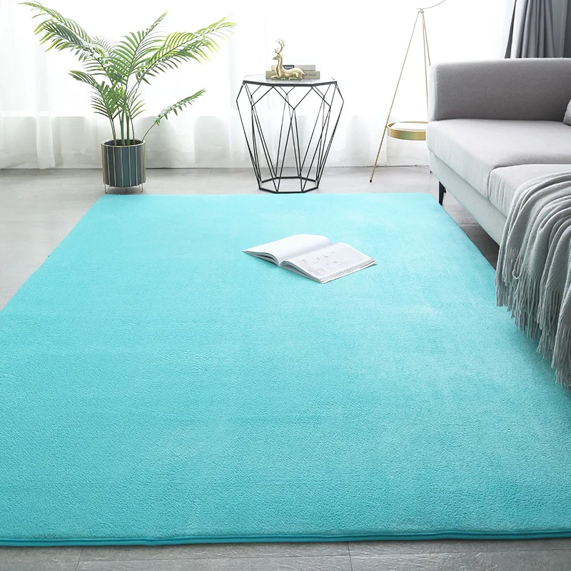 Japanese coral velvet living room rug Solid color bedroom rug bed Modern simple short hair