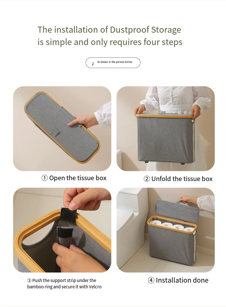 Wood Frame Toilet Paper Holder On The Floor-Large Capacity Organizer For Bathroom Waterproof Toilet Paper Holder With Lid