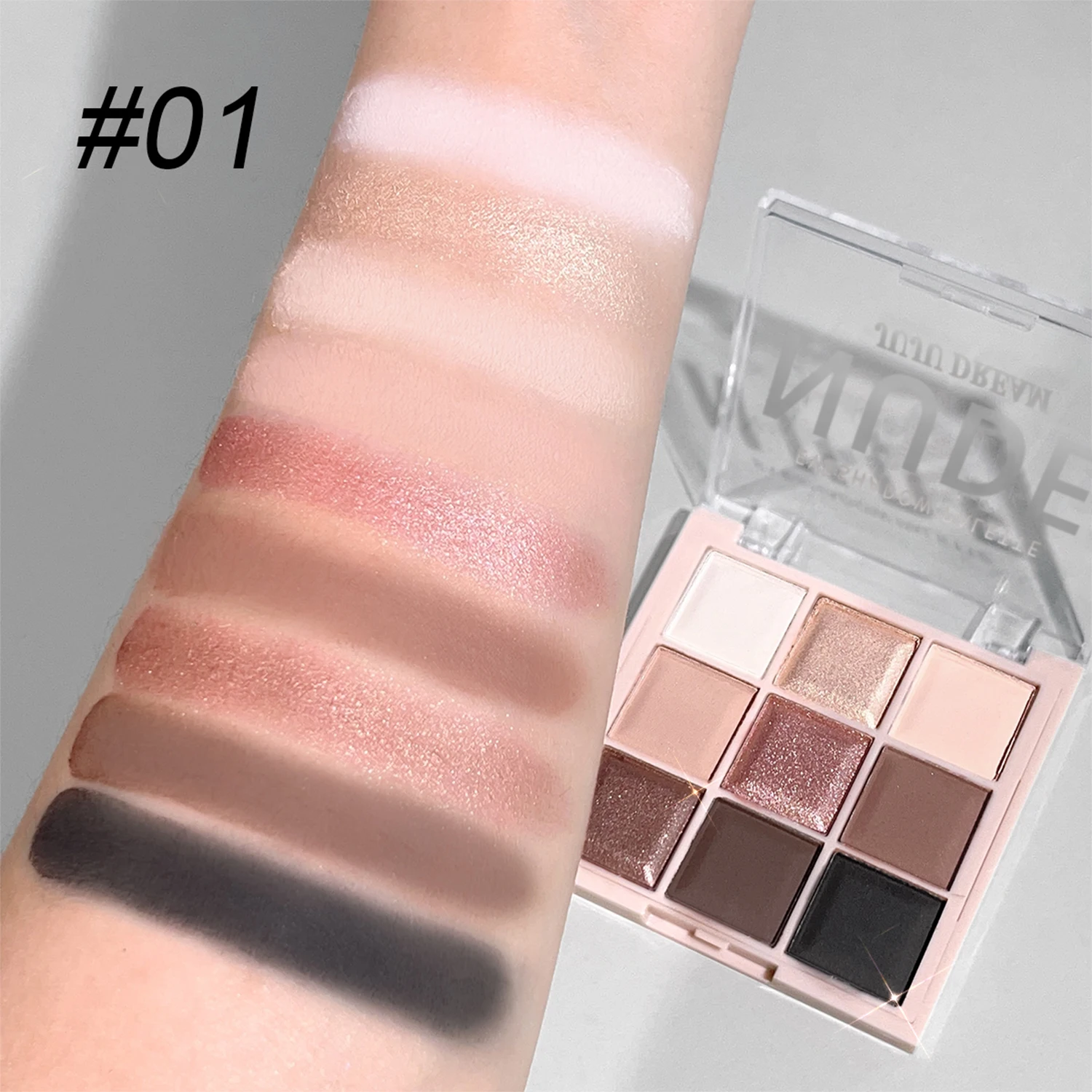 9-Color Eyeshadow Palette Matte & Shimmer Finish Soft Milk Tea Tones Compact & Easy for Daily Student Makeup