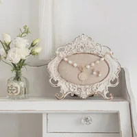 French Vintage Jewelry Stand, White Antique Display Holder, Necklace/Earring Jewelry Rack, Elegant Storage Piece  Pink 2