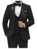 Slim Fit Men Suits Double Groom Formal Business Male Blazer Set Peak Lapel Party Wedding Tuxedo (Jacket+Vest+Pants) 3