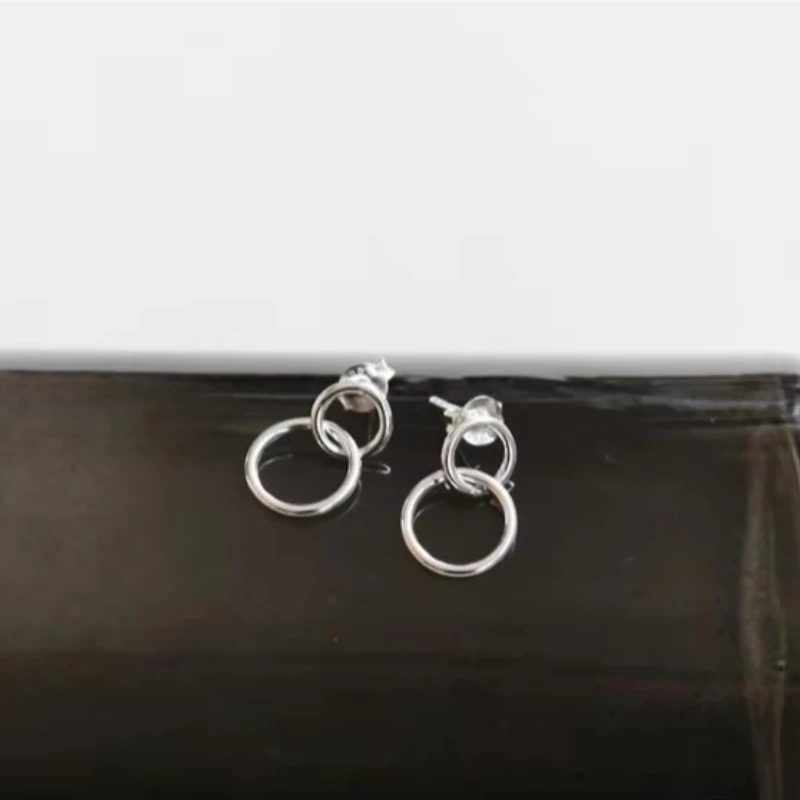 REETI 925 sterling silber Doppel kreis Stud Ohrringe für Frauen Elegante Hochzeit Schmuck pendientes mujer moda 2019 Brincos