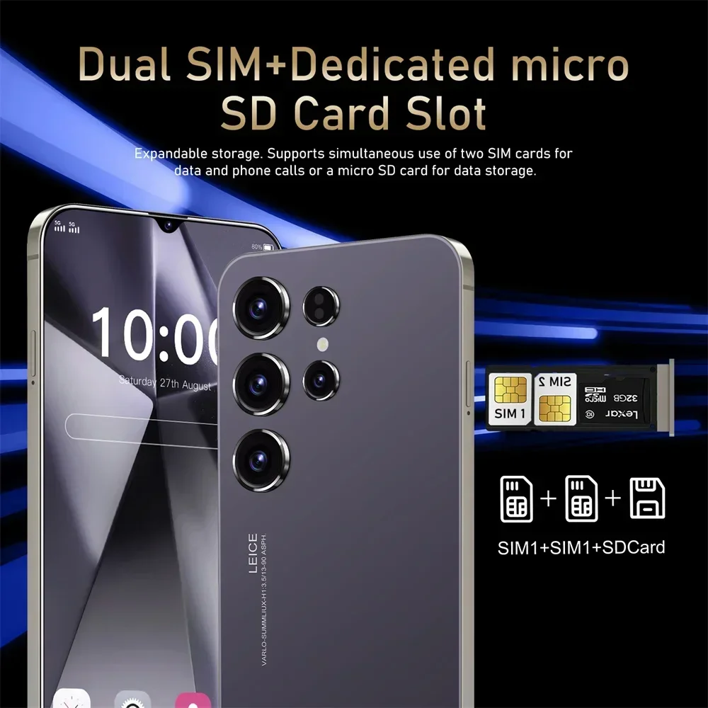 Teléfono Móvil S24 Ultra Original, Smartphone 5G HD 7,0, 16GB + 1TB, Dual SIM, Android 14, desbloqueado con cara 5