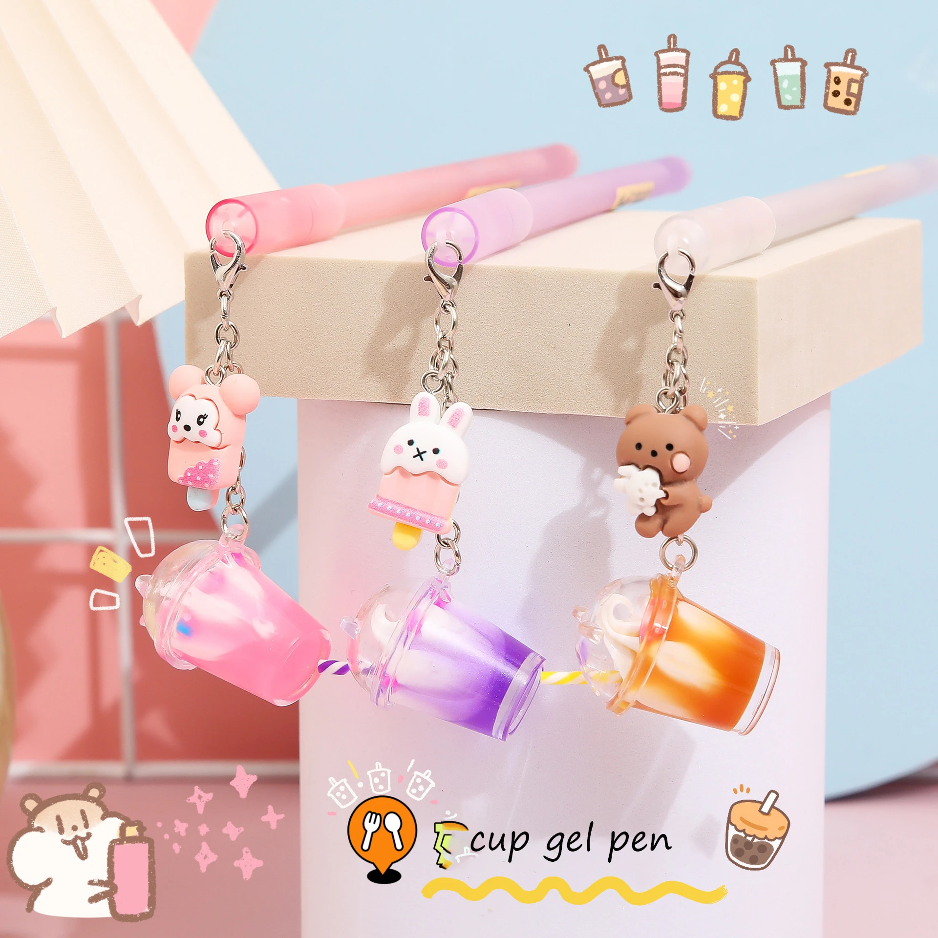 0.5mm Cute Gel Pen Cup Stationery Korean Colorful Stationary Quick