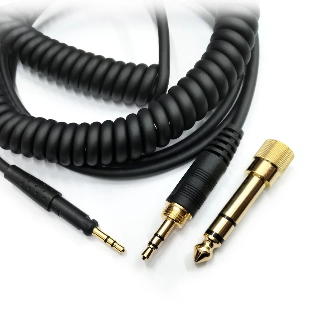 High-extensional Spring Headphone Cable with 3.5MM + 6.35MM to 2.5MM jack for SENNHEISER HD6 HD7 HD8 HD515 HD518 HD558 HD598