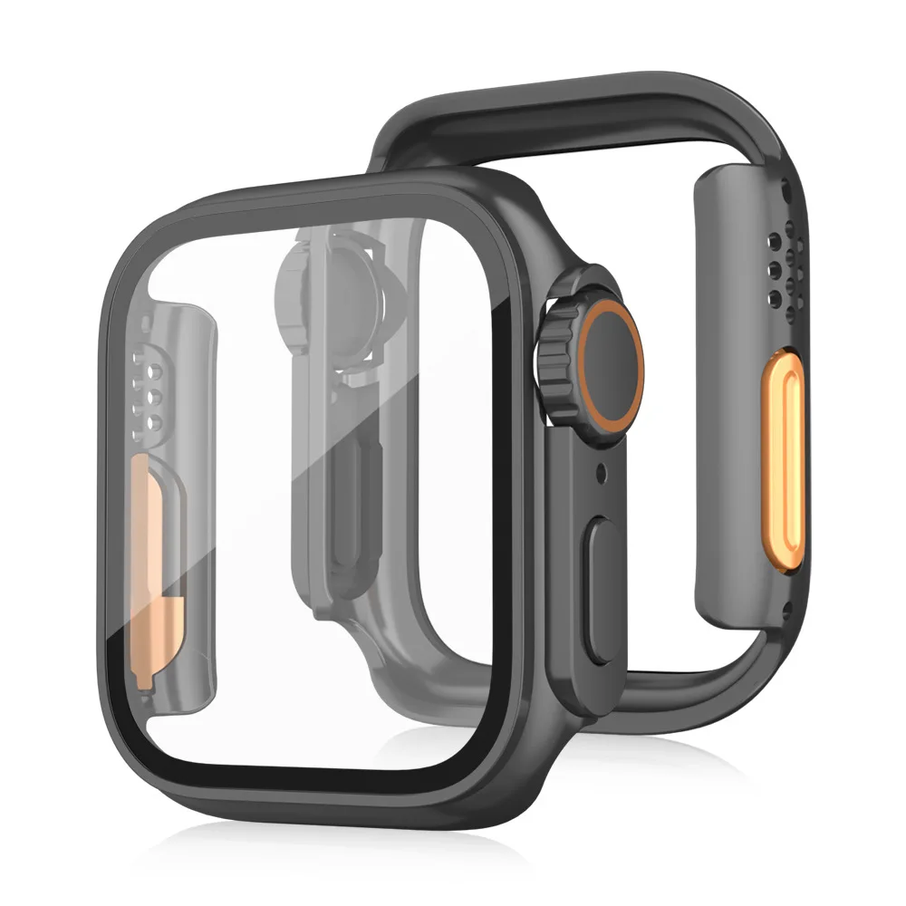 

Upgrade 49mm Case 45mm 41mm For Apple Watch Series 9 8 7 Screen Protector Case Tempered Glass Film 44mm For IWatch Series 6 5 SE