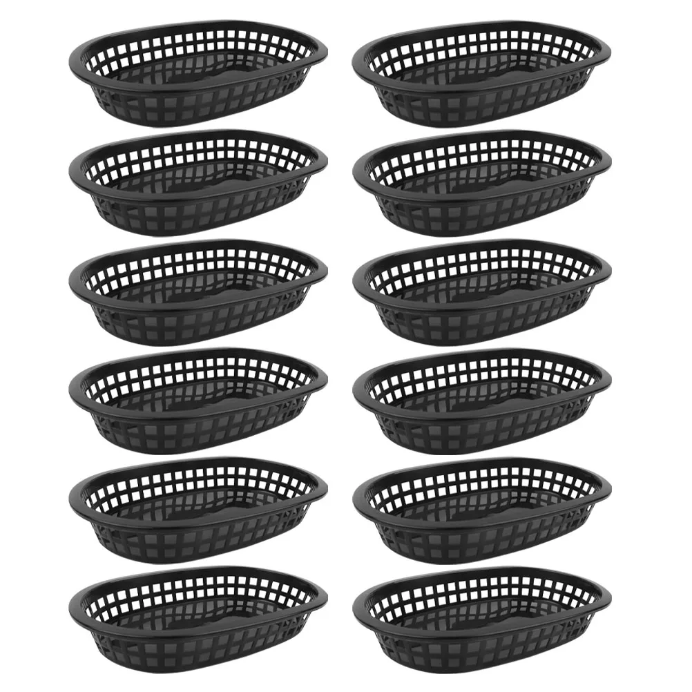 

12Pcs Plastic Fries Burger Baskets Fast Food Baskets Boat Shaped Trays Fried Chicken Basket Fruit Plate Living Room Snack Plate