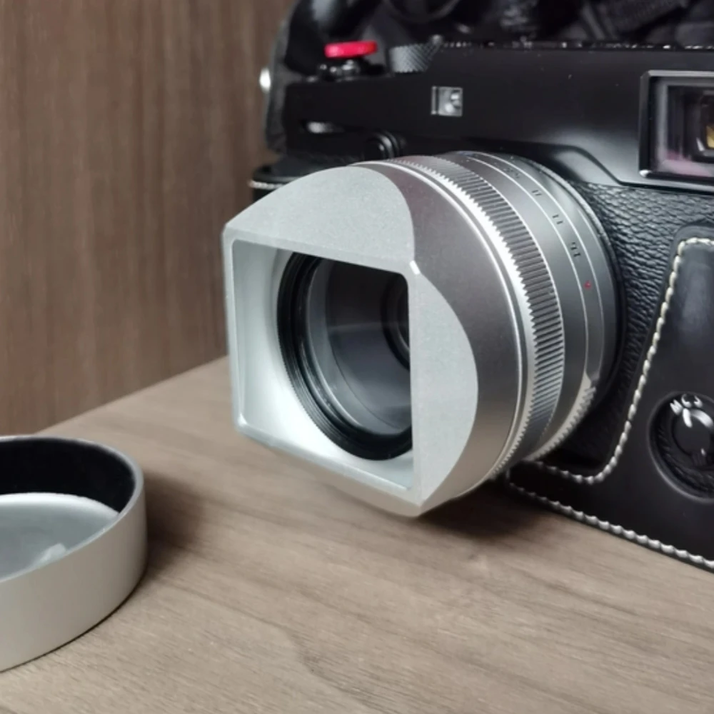 富士 Haoge Lens Hood Metal Squaret for Fujifilm XF 23mm F2.8 R WR Lens