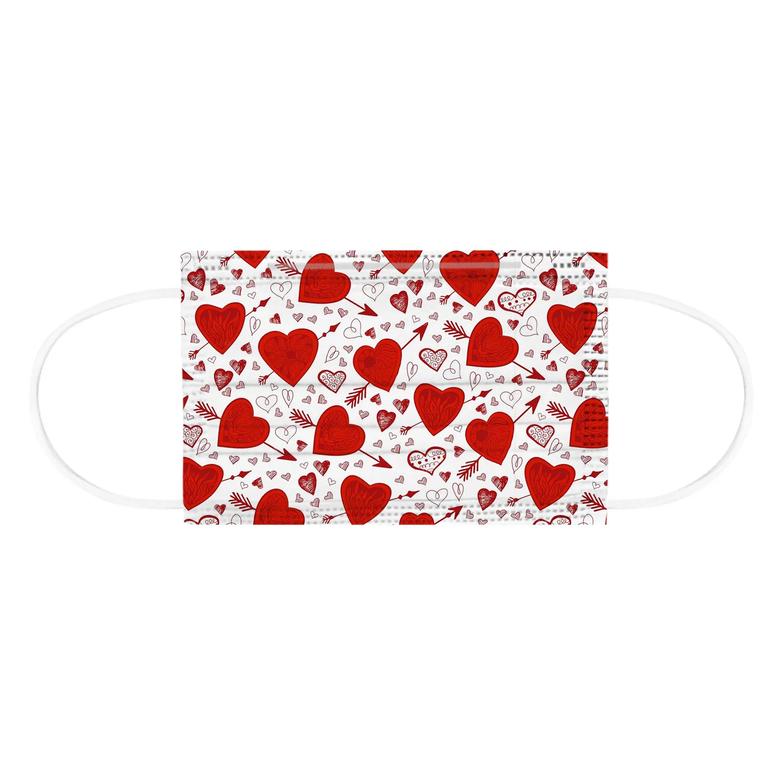 Adult Disposable Valentine's Day Hearts 3Ply Protective Face Mask 10/50PCS