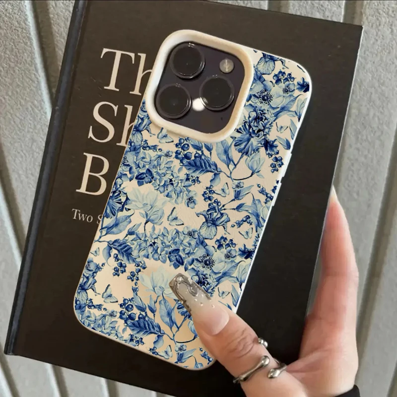 Blue And White Porcelain Flower Design Phone Case For iPhone 17 Pro 16 15 14 Plus 13 12 11 Pro Max 16E 17Air X XR XS Max Cover 5