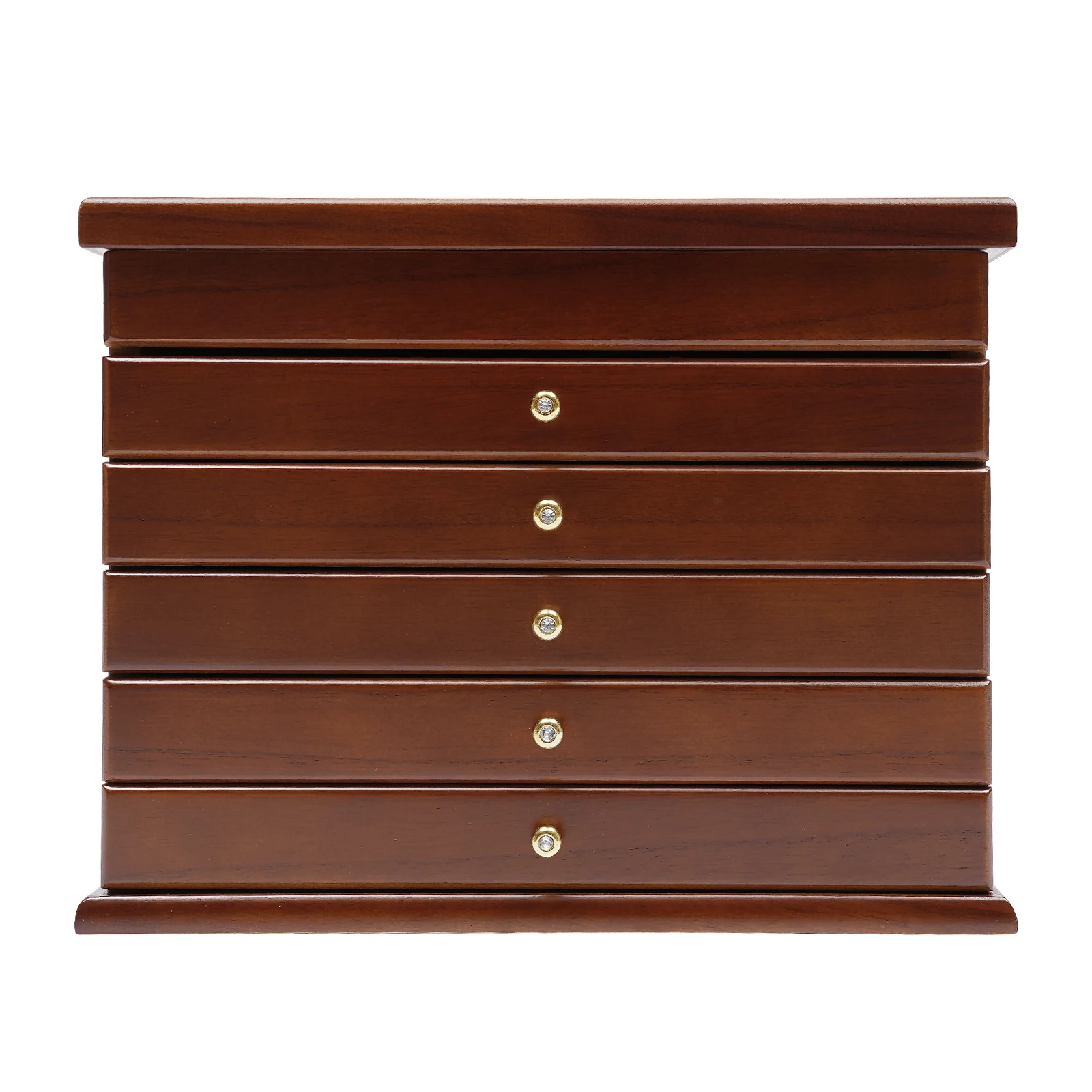 6-Tier Jewelry Organizer Box, Walnut Jewelry Box, Wooden Jewelry Organizer for Earrings Necklaces Rings Bracelets