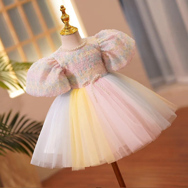 2025 Neonate Abiti Nuovi Abiti per Ragazze Per Fiori per Bambini Arcobaleno Principessa Tutu Abito Festa di Compleanno Abbigliamento per Bambini - immagine 3