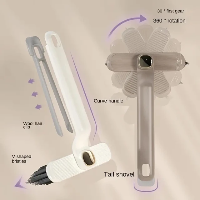 Brosse de nettoyage polyvalente pour carrelage de salle de bains, brosse de nettoyage pour fentes rotatives avec extrémité morte, poils solides, fournitures de nettoyage 3